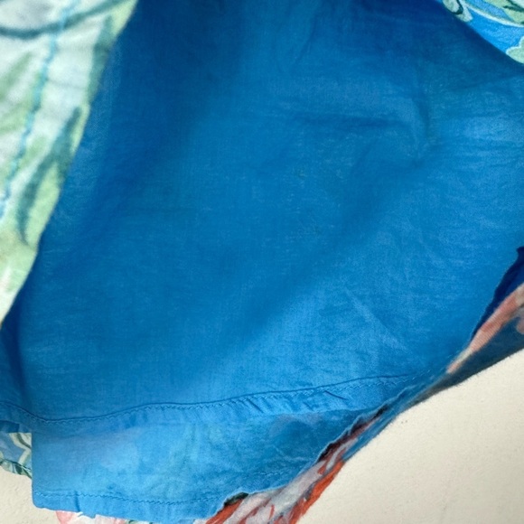 LOFT Size XSP Blue Double Layer Floral Top Ruffle Sleeveless Romantic Cottage - Picture 4 of 7